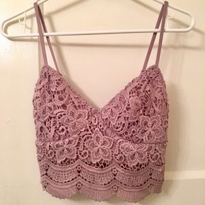 Mauve Floral Crochet Crop Top - Pac Sun/LA Hearts
